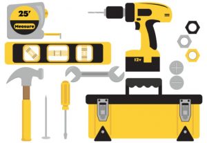 Black And Yellow Tools and Tool Box Clip Art Set