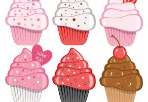 Valentine’s Day Vector Cupcake Clip Art Set