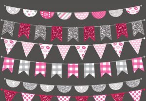 Valentine’s Day Bunting Flags Clip Art Set
