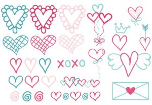 Valentine’s Day Doodles Vector Clip Art Set