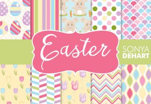 Pastel Easter Spring Digital Paper Pattern Pack