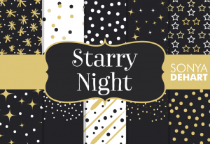 Starry Night Celestial Stars Astronomy Digital Pattern Pack