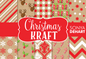 Christmas Kraft Paper Digital Holiday Pattern Pack