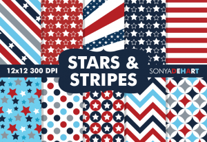 Stars And Stripes Patriotic Digital Pattern Pack
