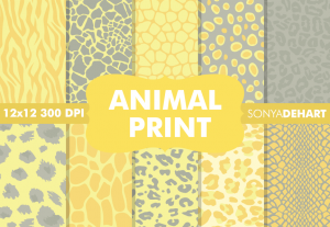 Yellow And Gray Animal Print Pattern Pack