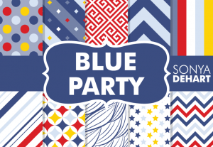 Blue Party Cute Digital Pattern Pack