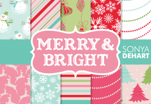 Merry And Bright Christmas Digital Pattern Pack