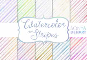 Watercolor Stripes Striped Digital Pattern Pack