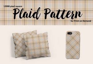 Large Format Neutral Beige Plaid Pattern for Print on Demand